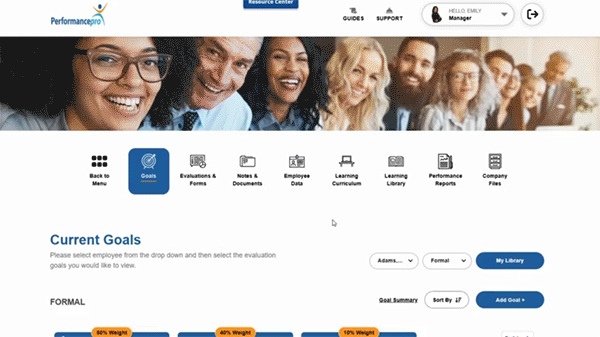 Performance Pro Goal Management & Alignment Screenshots