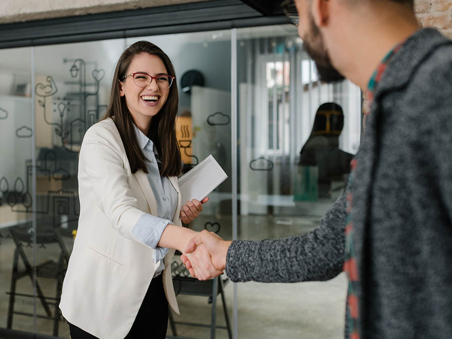 Greeting a co-worker